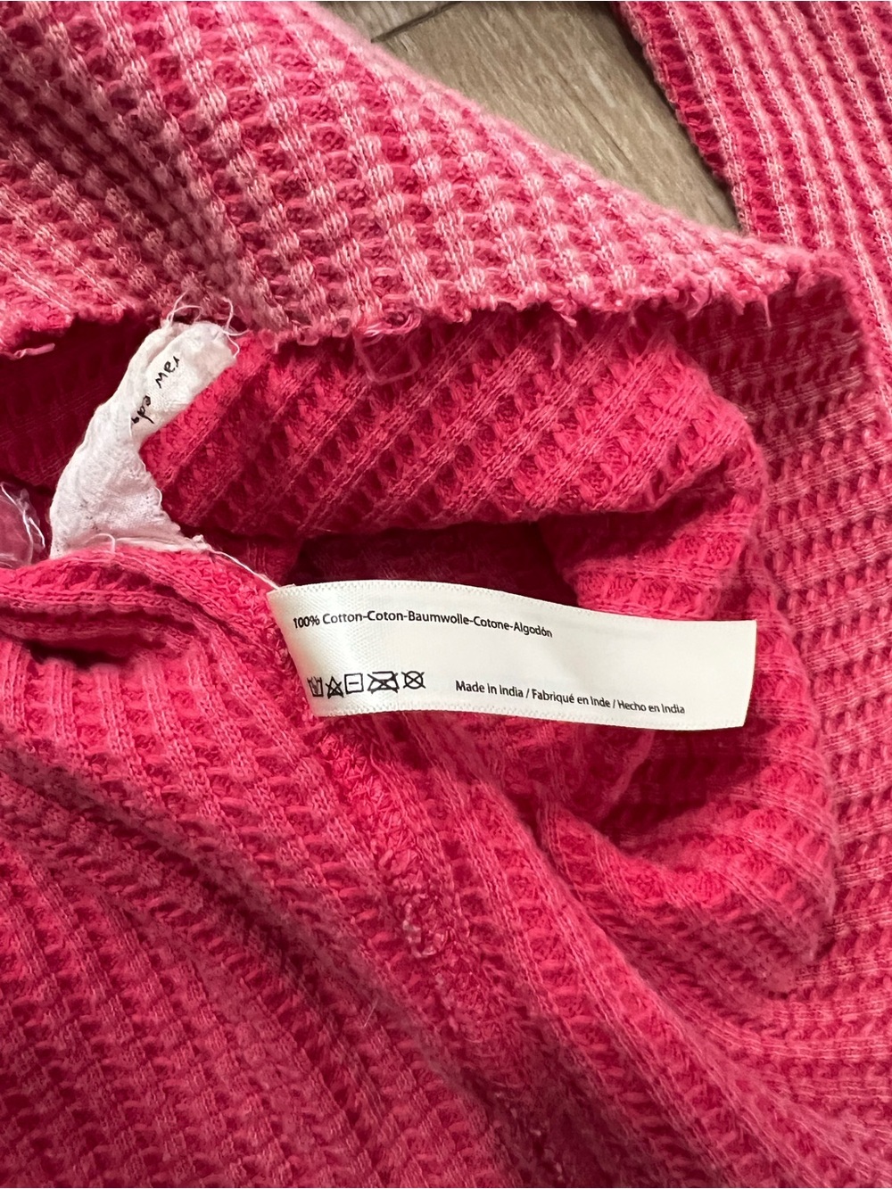 Free People Pink Colt Waffle Knit Henley Top - Picture 5 of 8